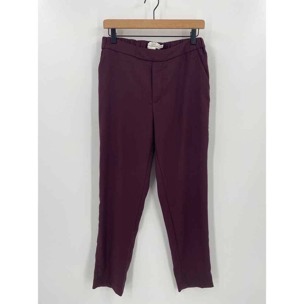 H&M LOGG Womens Size 6 Burgundy Pull On Straight Leg Trouser Pants Stretch